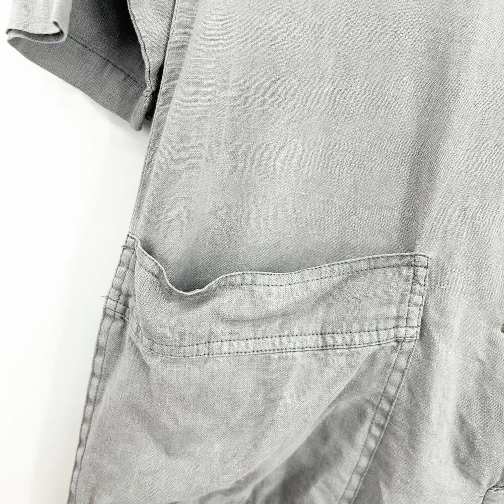 Zara Womens Boho Beachy Lillian 3/4 Sleeve Straight Leg 100% Jumpsuit Small Gray